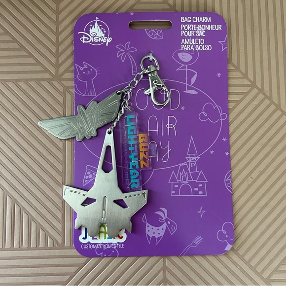 Disney Buzz Lightyear Bag Charm Silver Keychain Neutral Unisex Toy Story - Picture 1 of 10